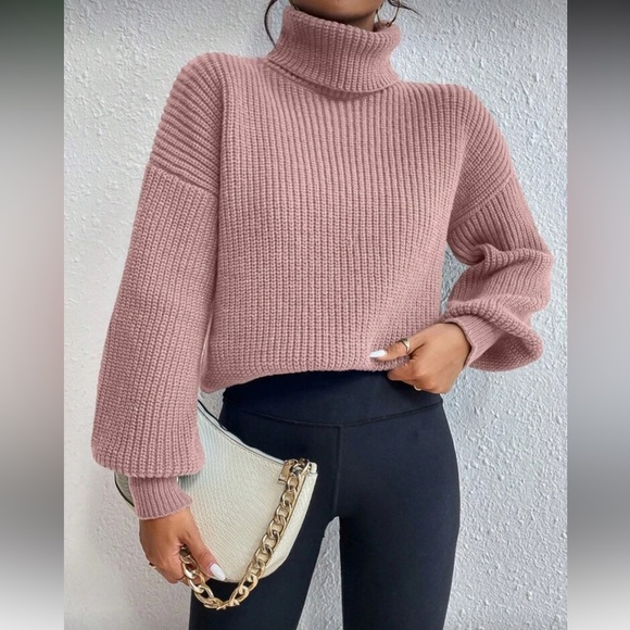 Sweaters - Pink Turtleneck Sweater